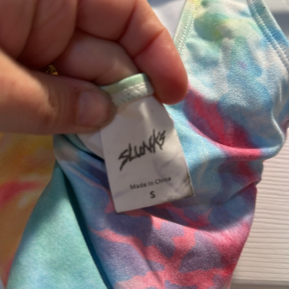 Slunks Tie Dye One-Piece Cheeky Swimsuit S bathing suit volleyball - Picture 7 of 8